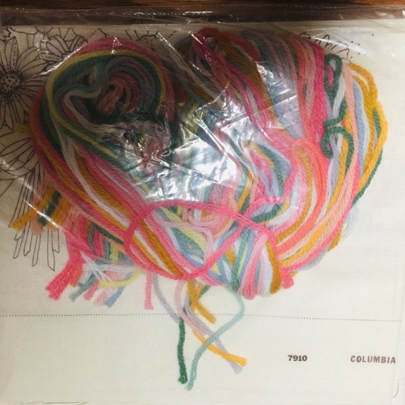 Crewel Pillow Kit  Brown Line Floral  16 x 12 - Picture 5 of 5